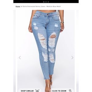 Fashionnova Distressed Blue Jeans
